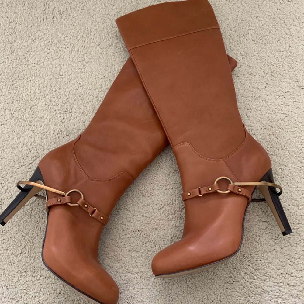 Cognac leather Isola Heeled Boots